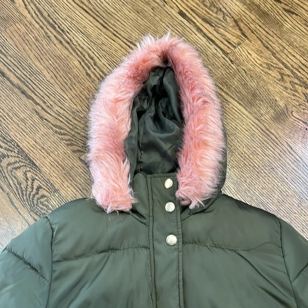 Ci Sono Kids Puffer Winter Jacket With Pink Fur Hood